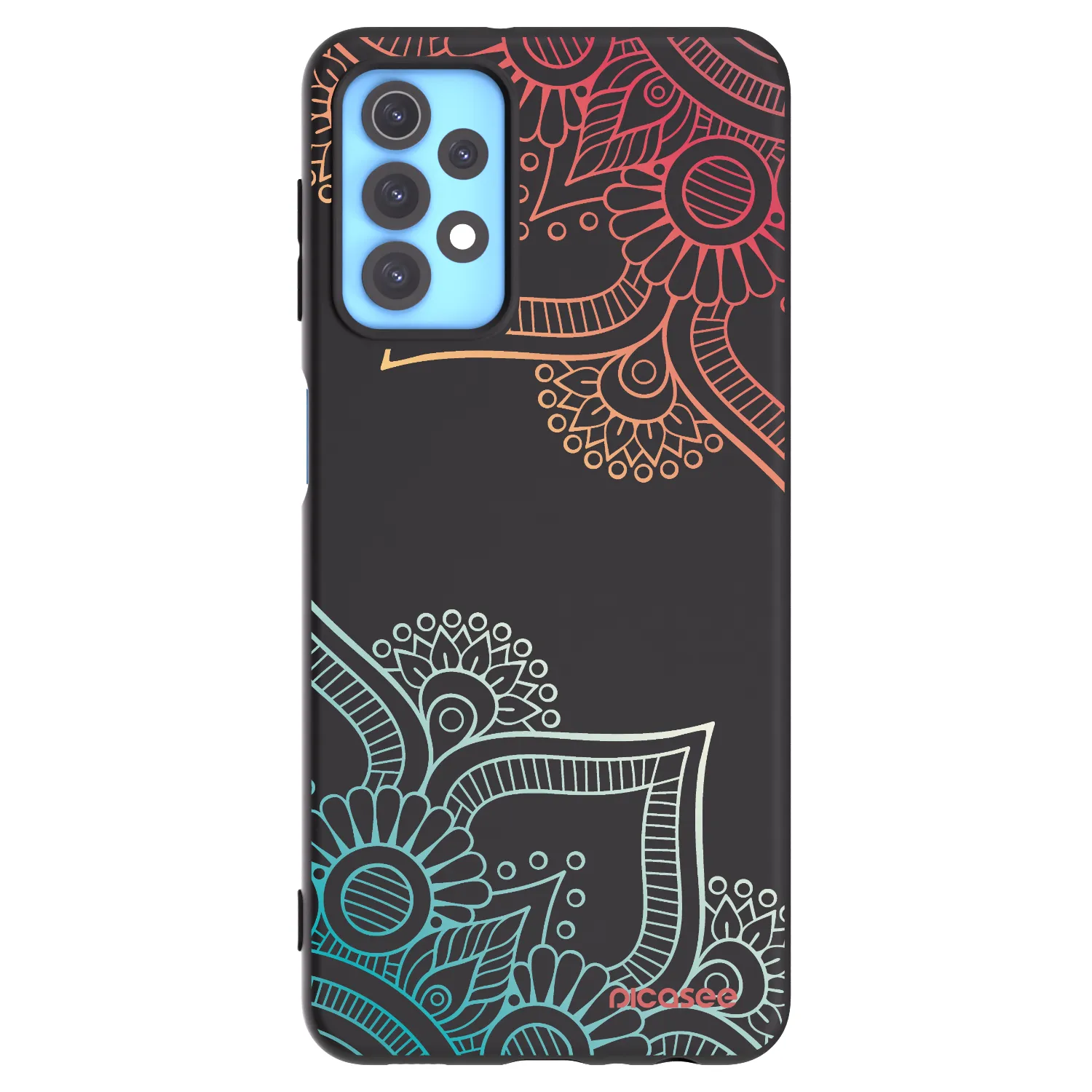 Picasee Samsung Galaxy A32 4G SM-A325F Hülle - Schwarzes Silikon - Blumenmuster