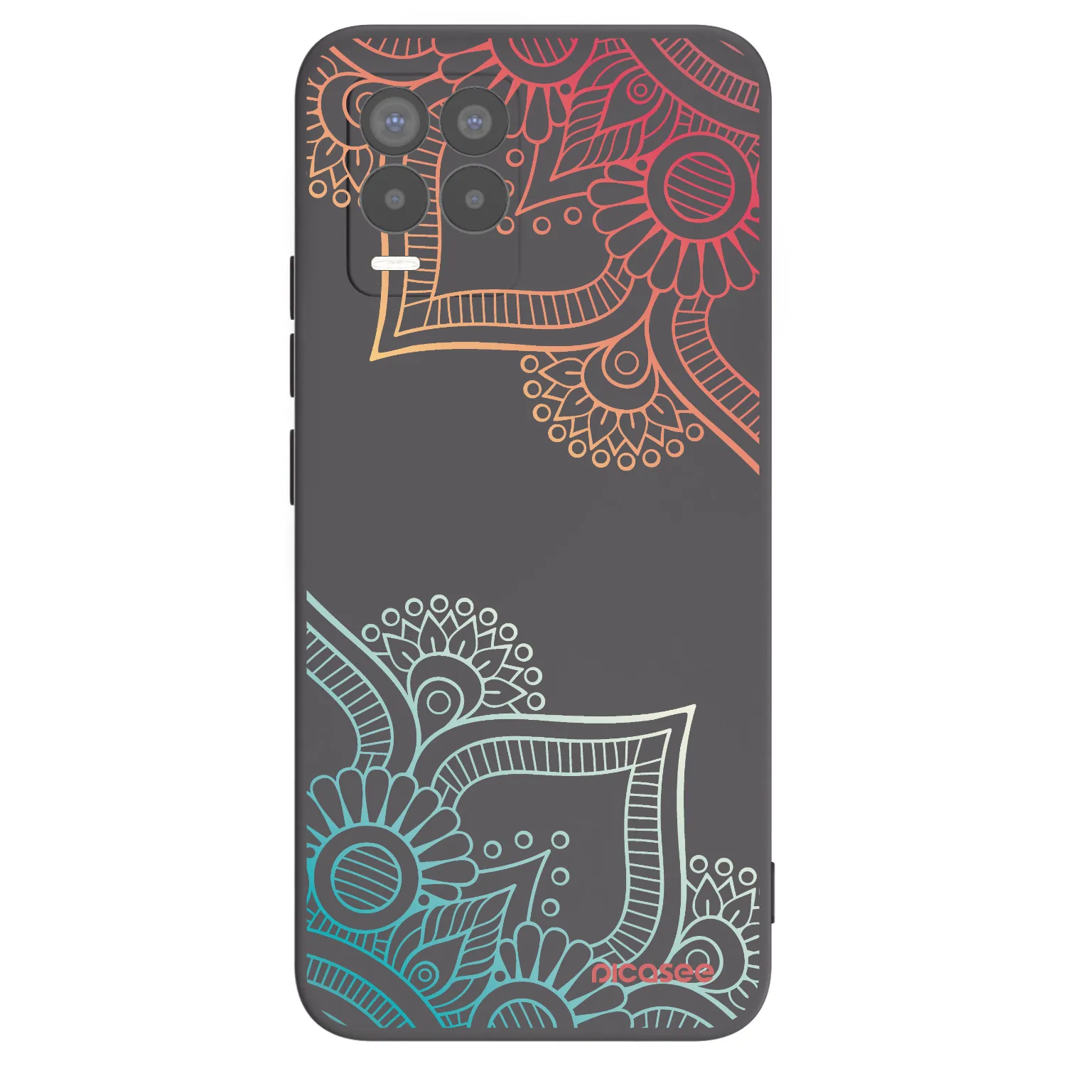 Picasee Realme 8 4G Hülle - Schwarzes Silikon - Blumenmuster