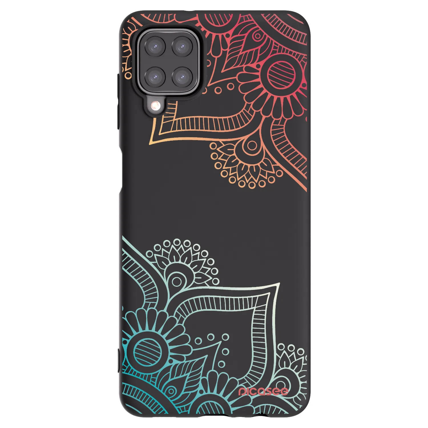 Picasee Samsung Galaxy M12 M127F Hülle - Schwarzes Silikon - Blumenmuster
