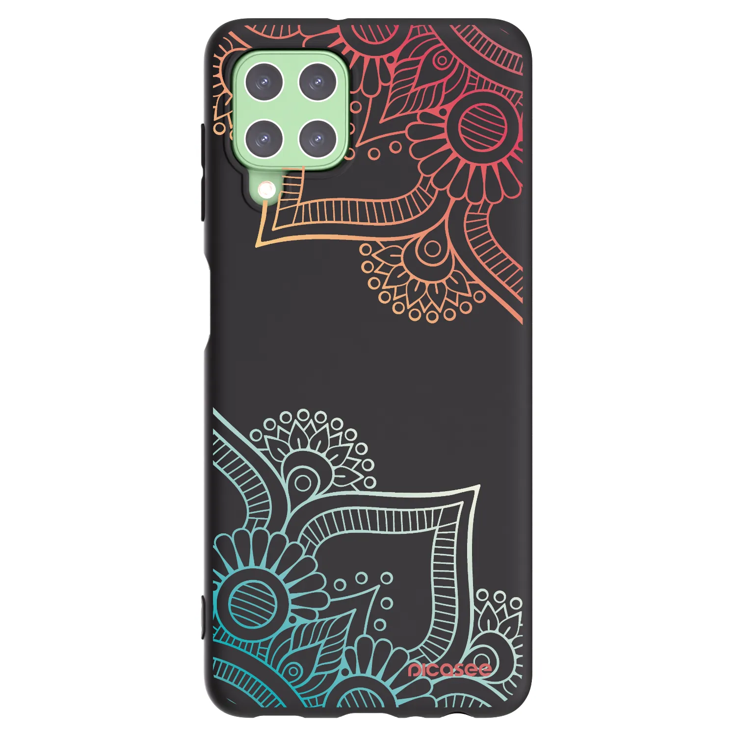 Picasee Samsung Galaxy A22 A225F 4G Hülle - Schwarzes Silikon - Blumenmuster
