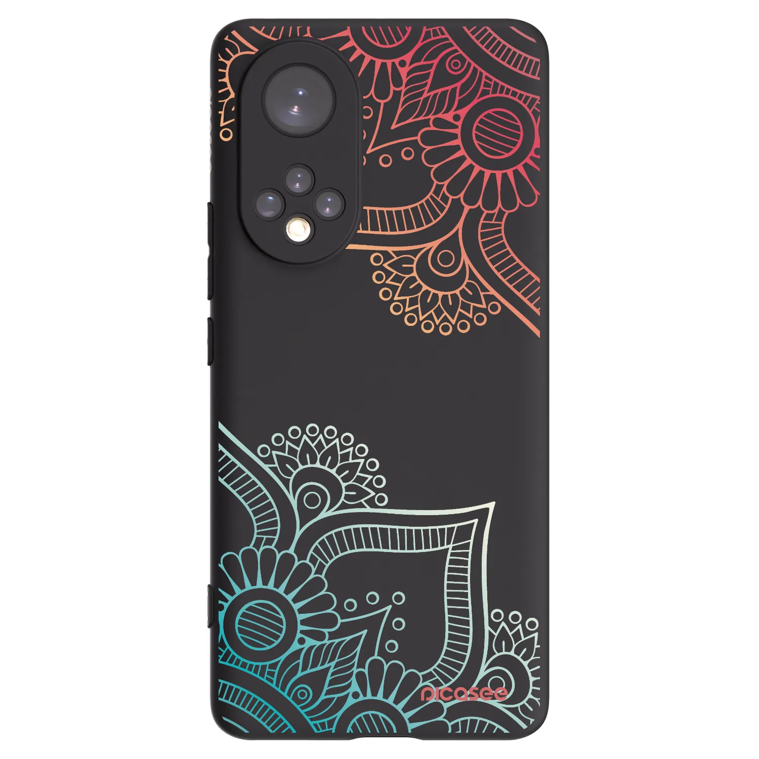 Picasee Huawei Nova 9 Hülle - Schwarzes Silikon - Blumenmuster