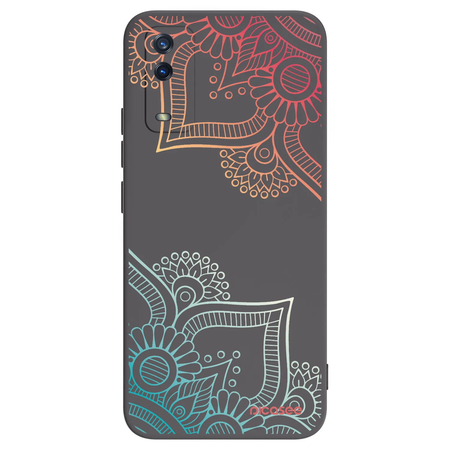 Picasee Vivo Y11s Hülle - Schwarzes Silikon - Blumenmuster