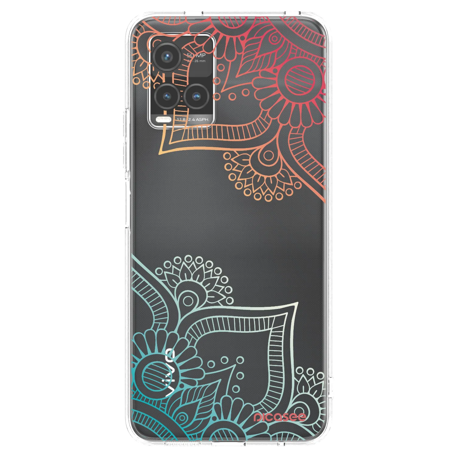 Picasee Vivo Y33s Hülle - Transparentes Silikon - Blumenmuster