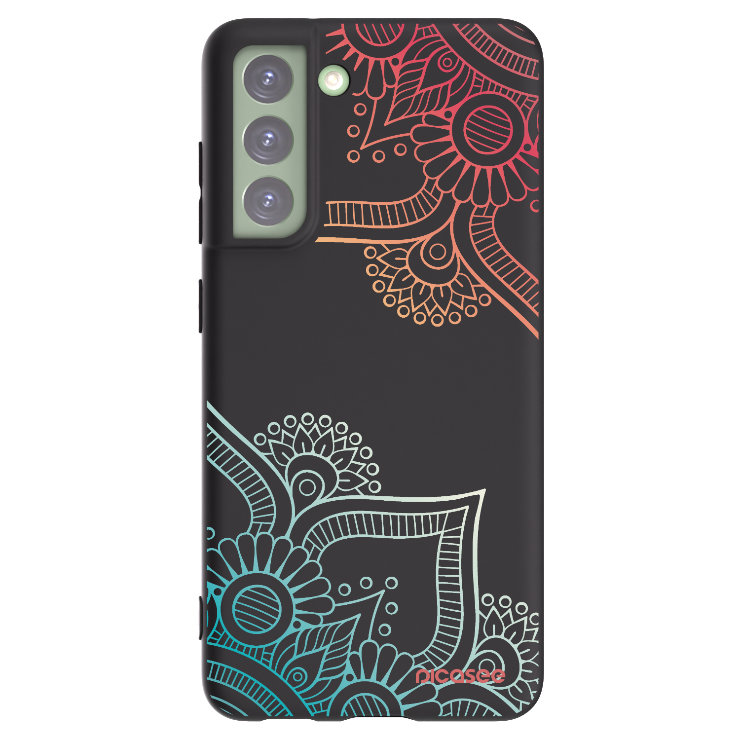 Picasee Samsung Galaxy S21 FE 5G Hülle - Schwarzes Silikon - Blumenmuster
