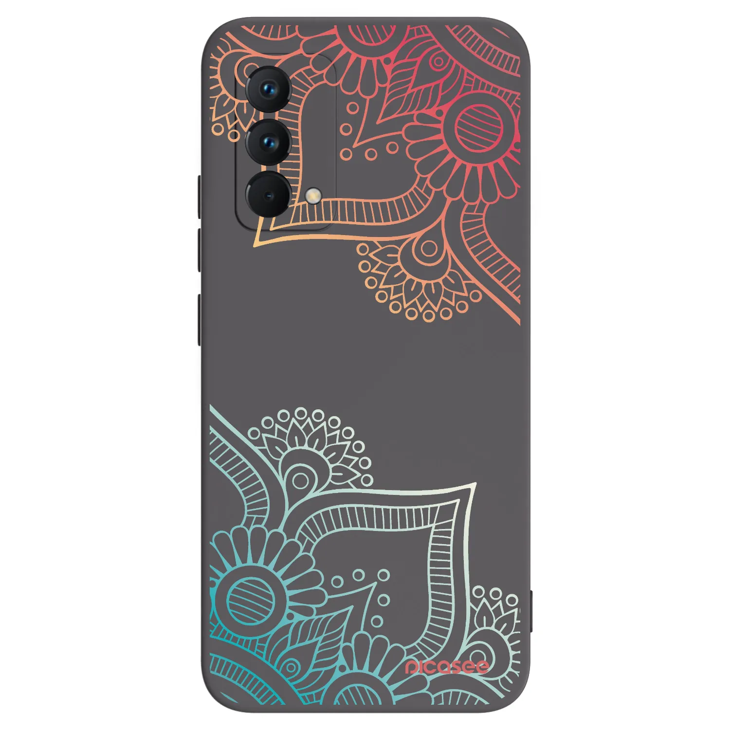 Picasee Realme GT Master Edition 5G Hülle - Schwarzes Silikon - Blumenmuster