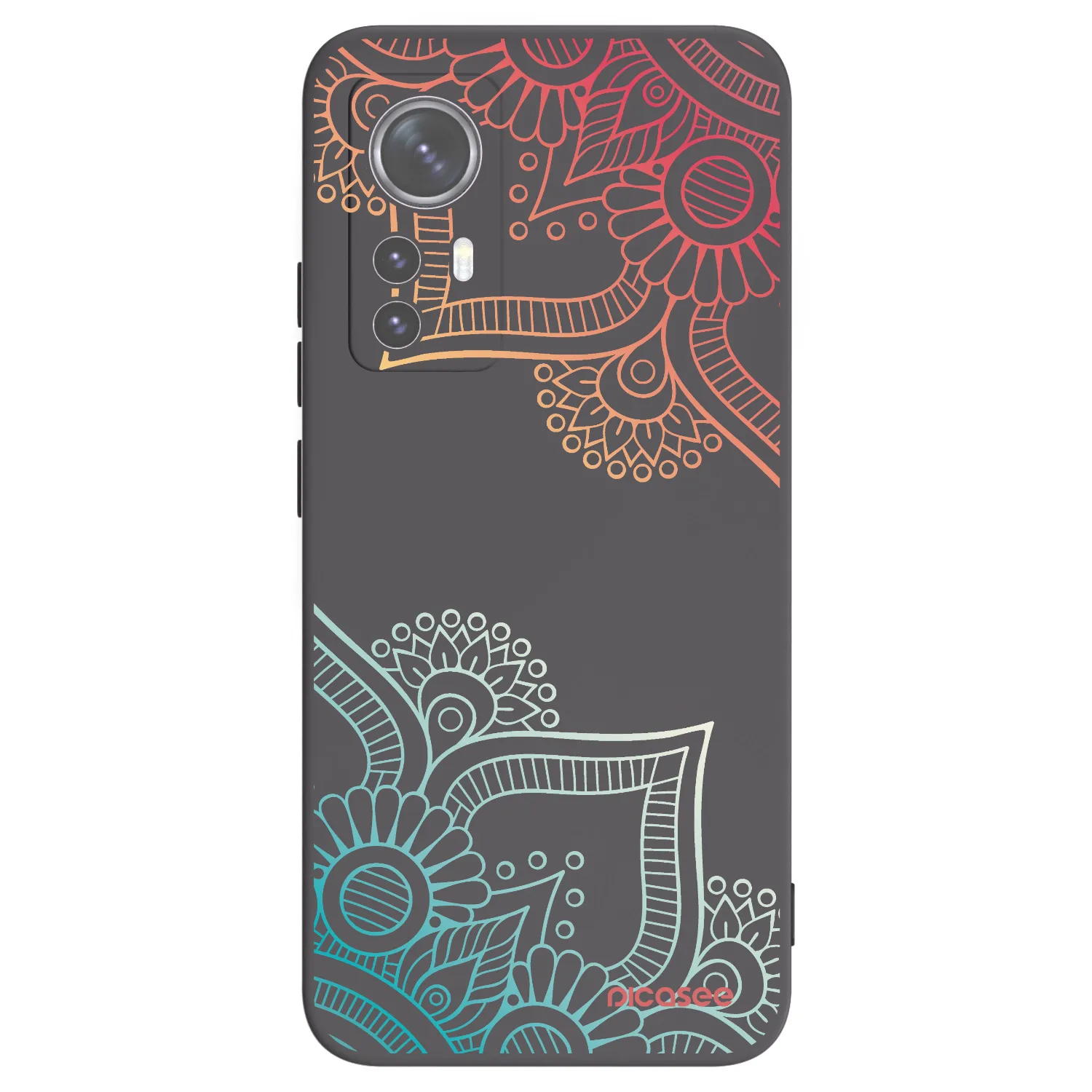 Picasee Xiaomi 12 Hülle - Schwarzes Silikon - Blumenmuster