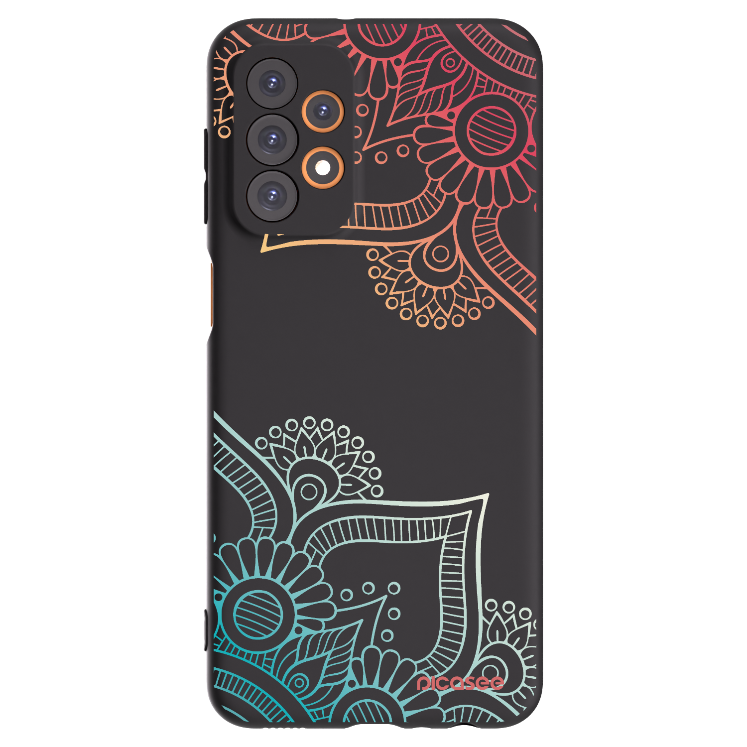 Picasee Samsung Galaxy A23 A235F 4G Hülle - Schwarzes Silikon - Blumenmuster