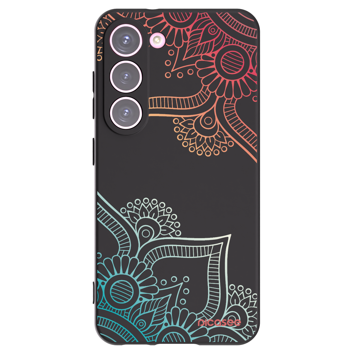 Picasee Samsung Galaxy S23 5G Hülle - Schwarzes Silikon - Blumenmuster