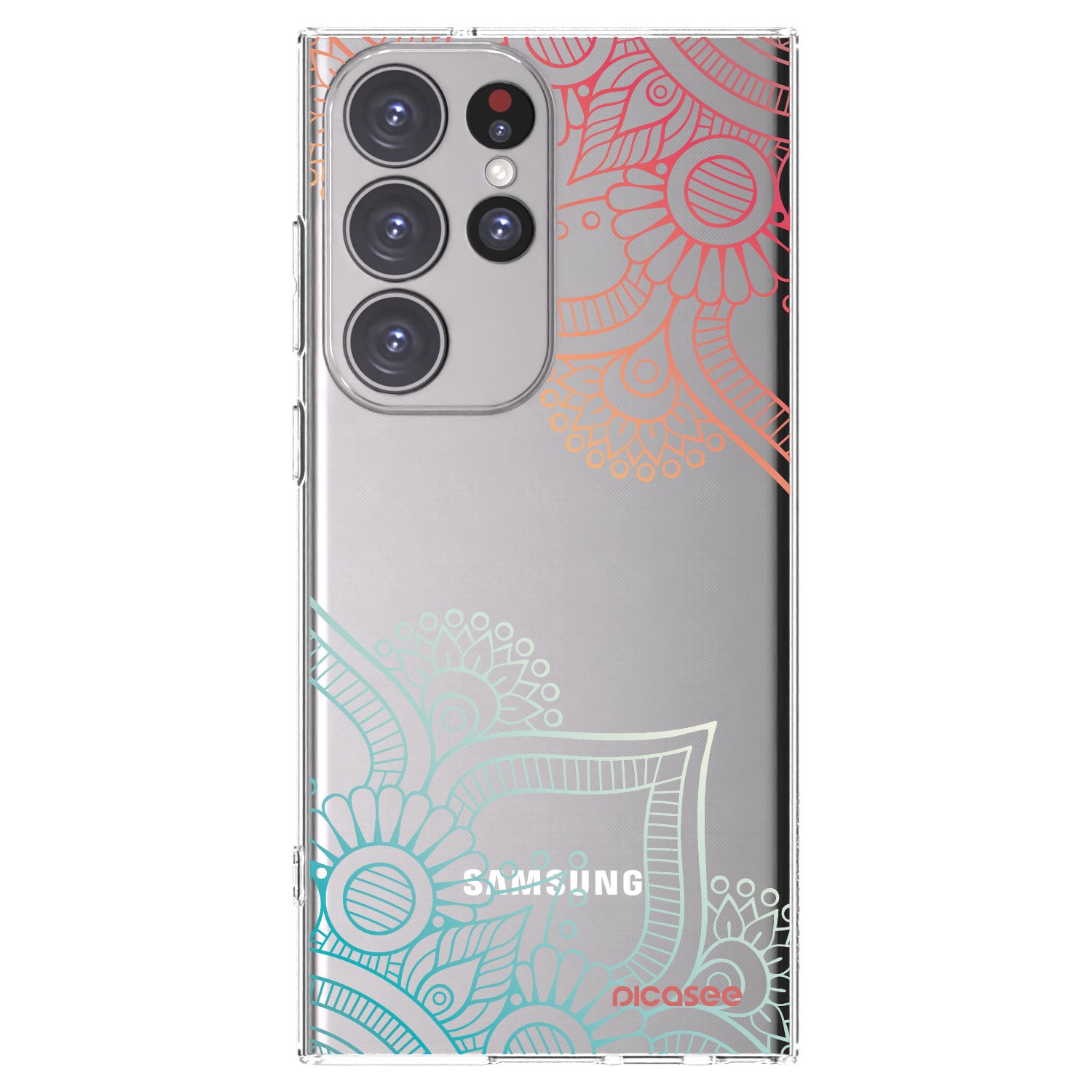 Picasee Samsung Galaxy S23 Ultra 5G Hülle - Transparentes Silikon - Blumenmuster