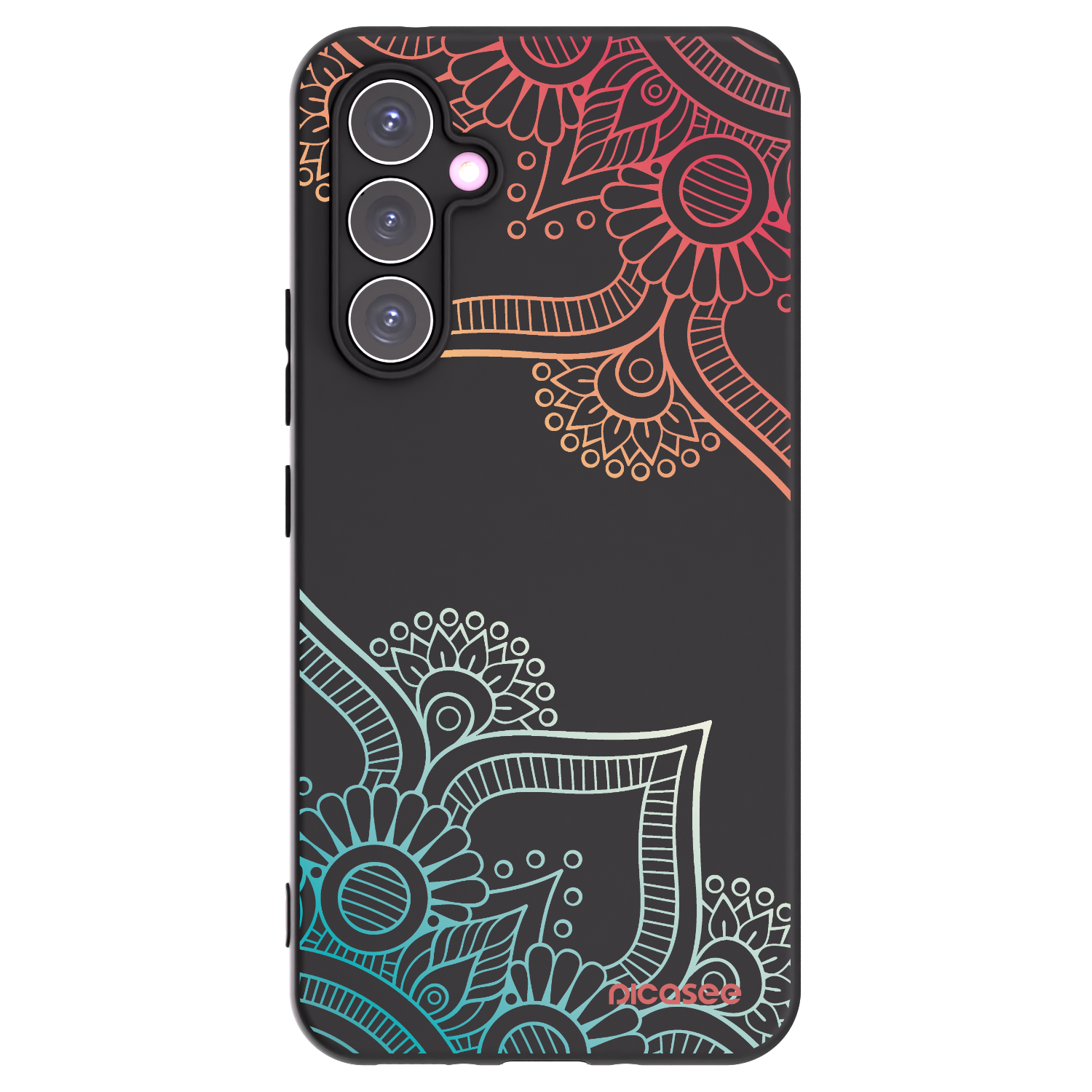 Picasee Samsung Galaxy A54 5G A546B Hülle - Schwarzes Silikon - Blumenmuster