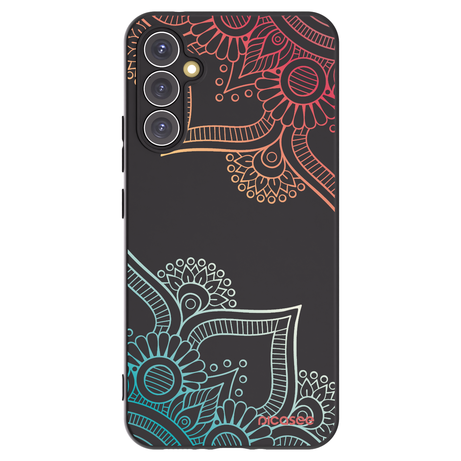 Picasee Samsung Galaxy A34 5G A346B Hülle - Schwarzes Silikon - Blumenmuster