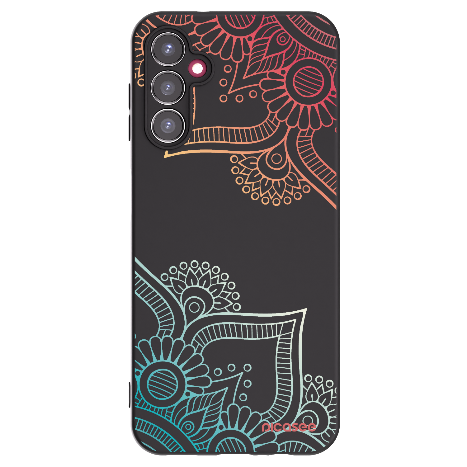 Picasee Samsung Galaxy A14 4G A145R Hülle - Schwarzes Silikon - Blumenmuster