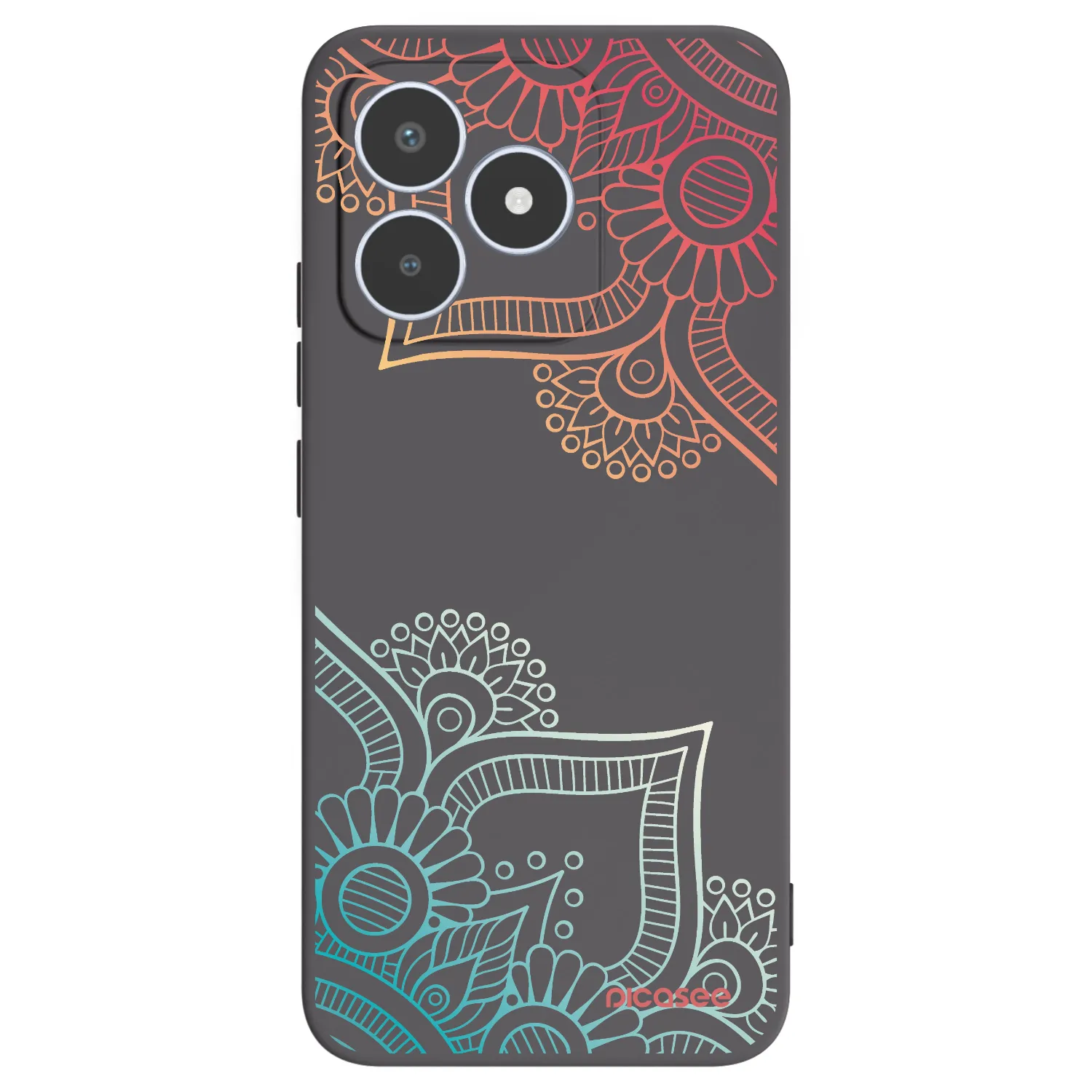 Picasee Realme C53 Hülle - Schwarzes Silikon - Blumenmuster