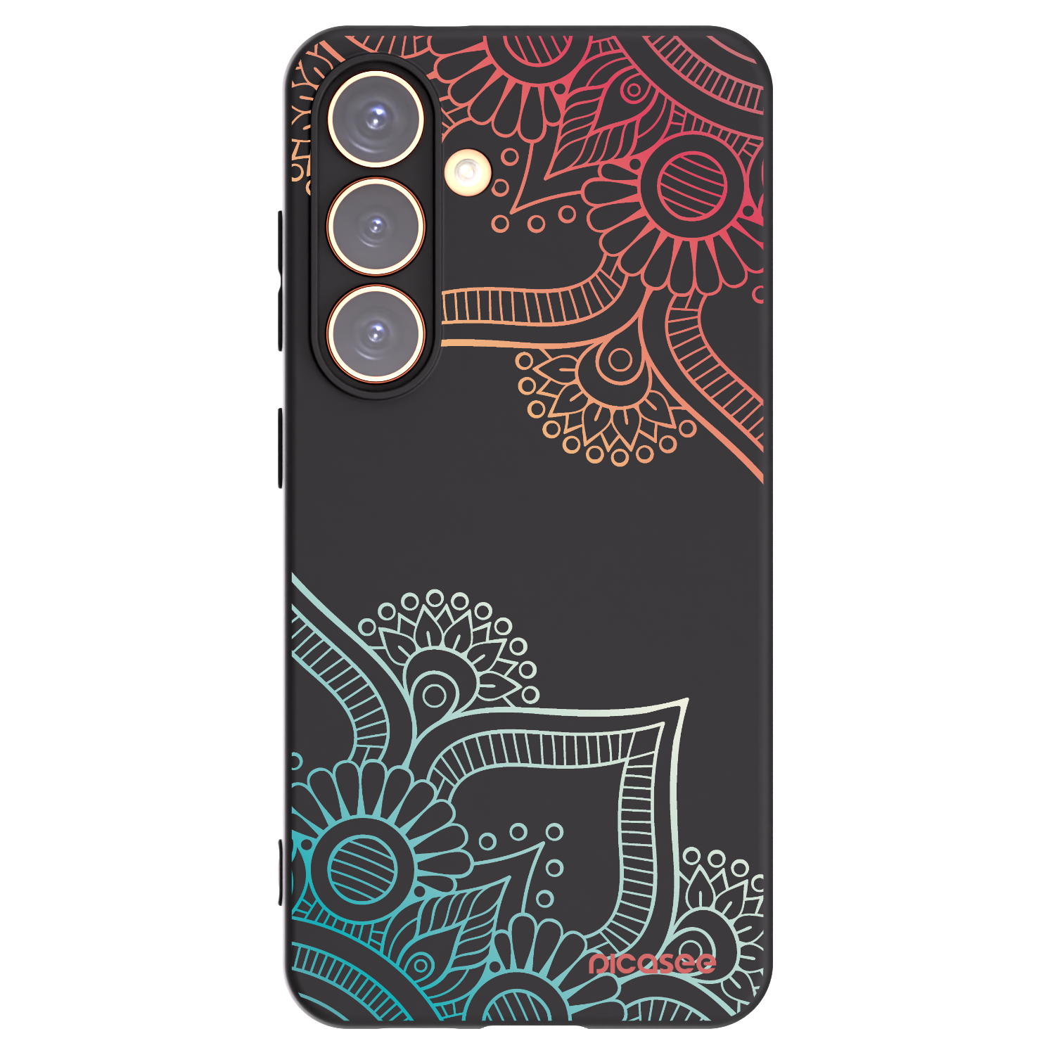 Picasee Samsung Galaxy S24 S921B 5G Hülle - Schwarzes Silikon - Blumenmuster