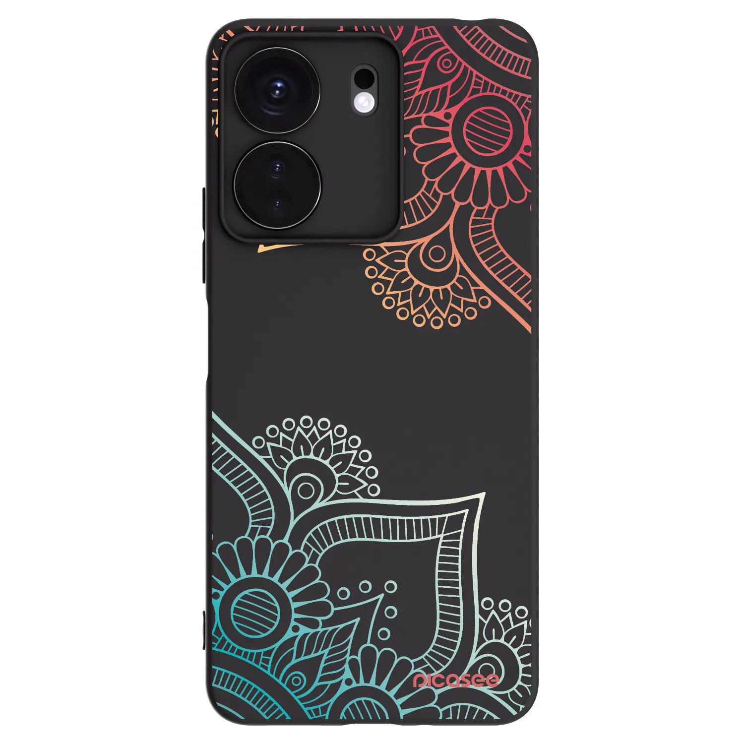 Picasee Xiaomi Redmi 13C 4G Hülle - Schwarzes Silikon - Blumenmuster