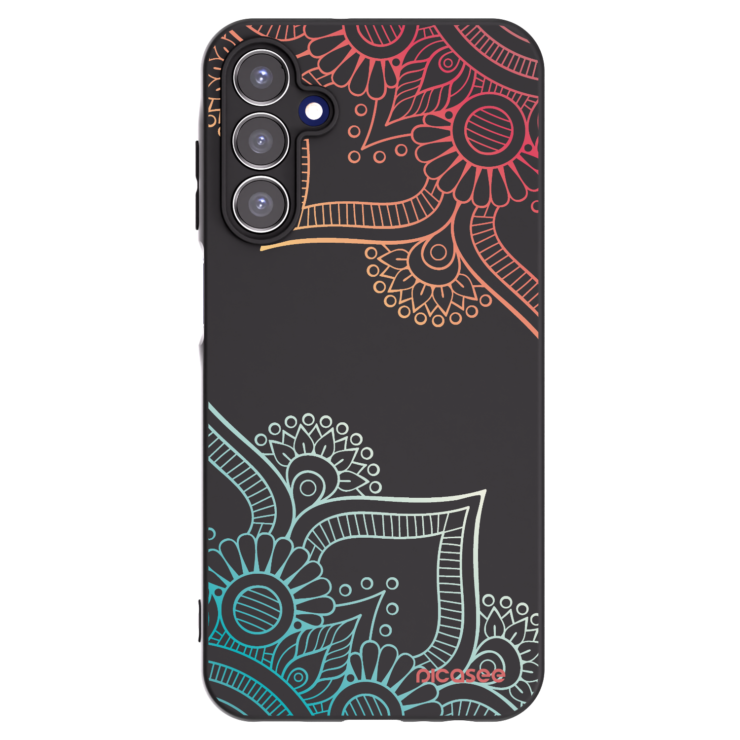 Picasee Samsung Galaxy A15 A156B 5G Hülle - Schwarzes Silikon - Blumenmuster