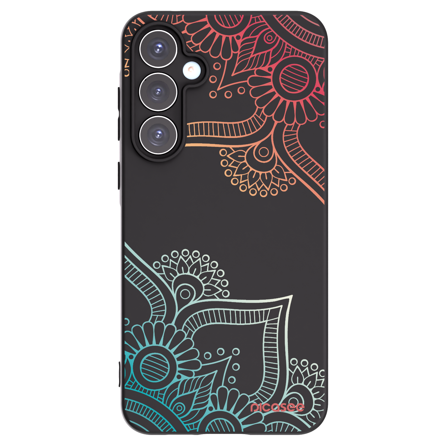 Picasee Samsung Galaxy A55 5G A556B Hülle - Schwarzes Silikon - Blumenmuster
