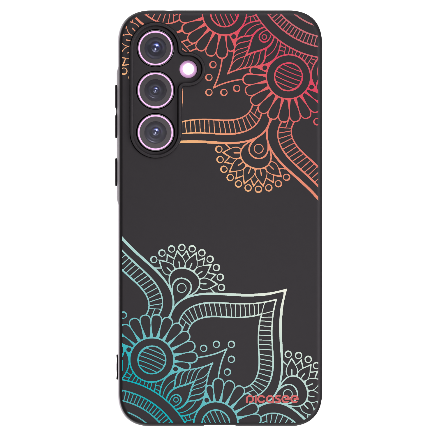 Picasee Samsung Galaxy A35 5G A356B Hülle - Schwarzes Silikon - Blumenmuster