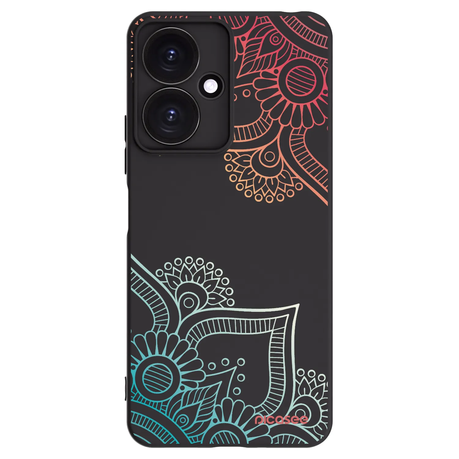 Picasee Xiaomi Redmi 13C 5G Hülle - Schwarzes Silikon - Blumenmuster