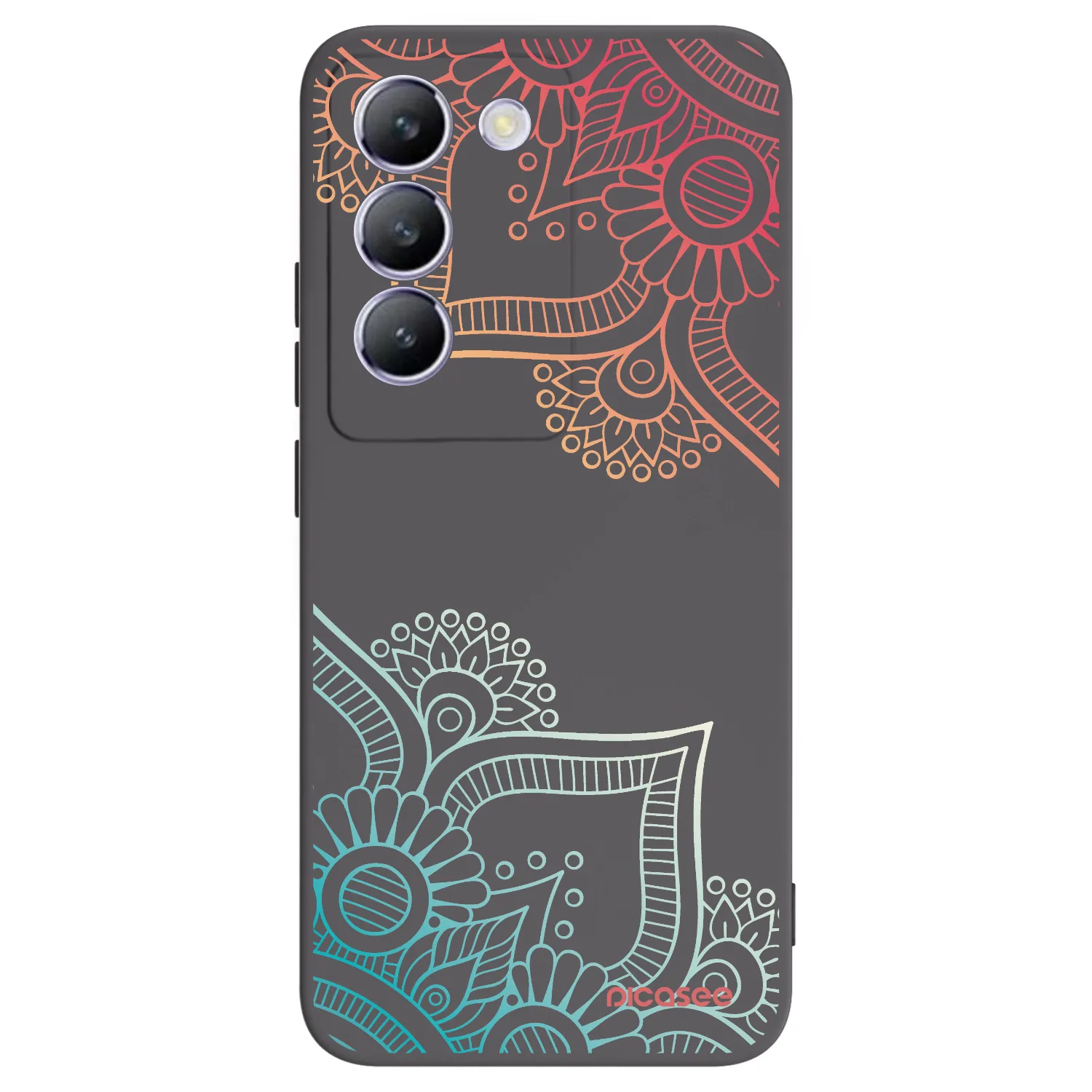 Picasee Vivo V40 SE 5G Hülle - Schwarzes Silikon - Blumenmuster