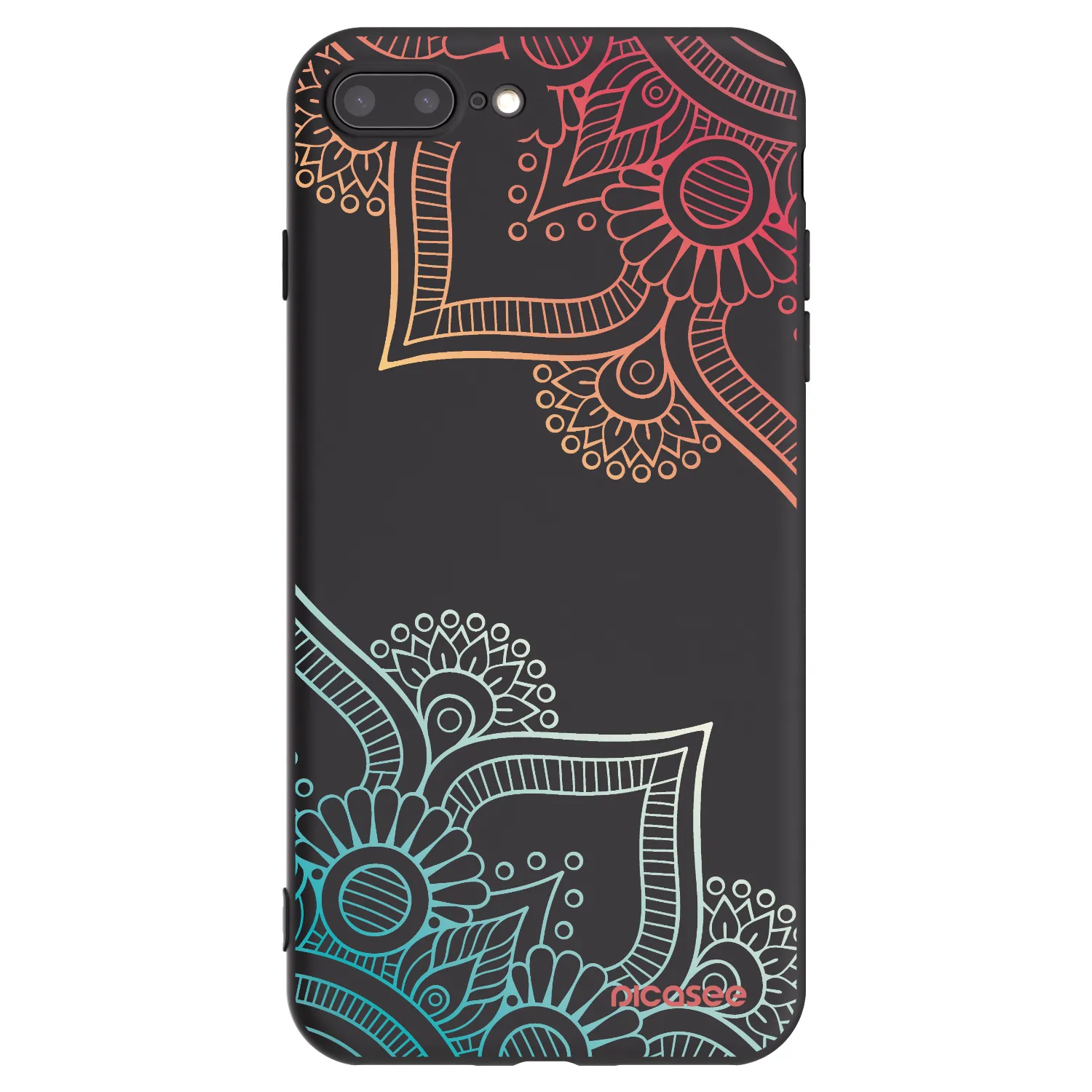 Picasee Apple iPhone 7 Plus Hülle - Schwarzes Silikon - Blumenmuster