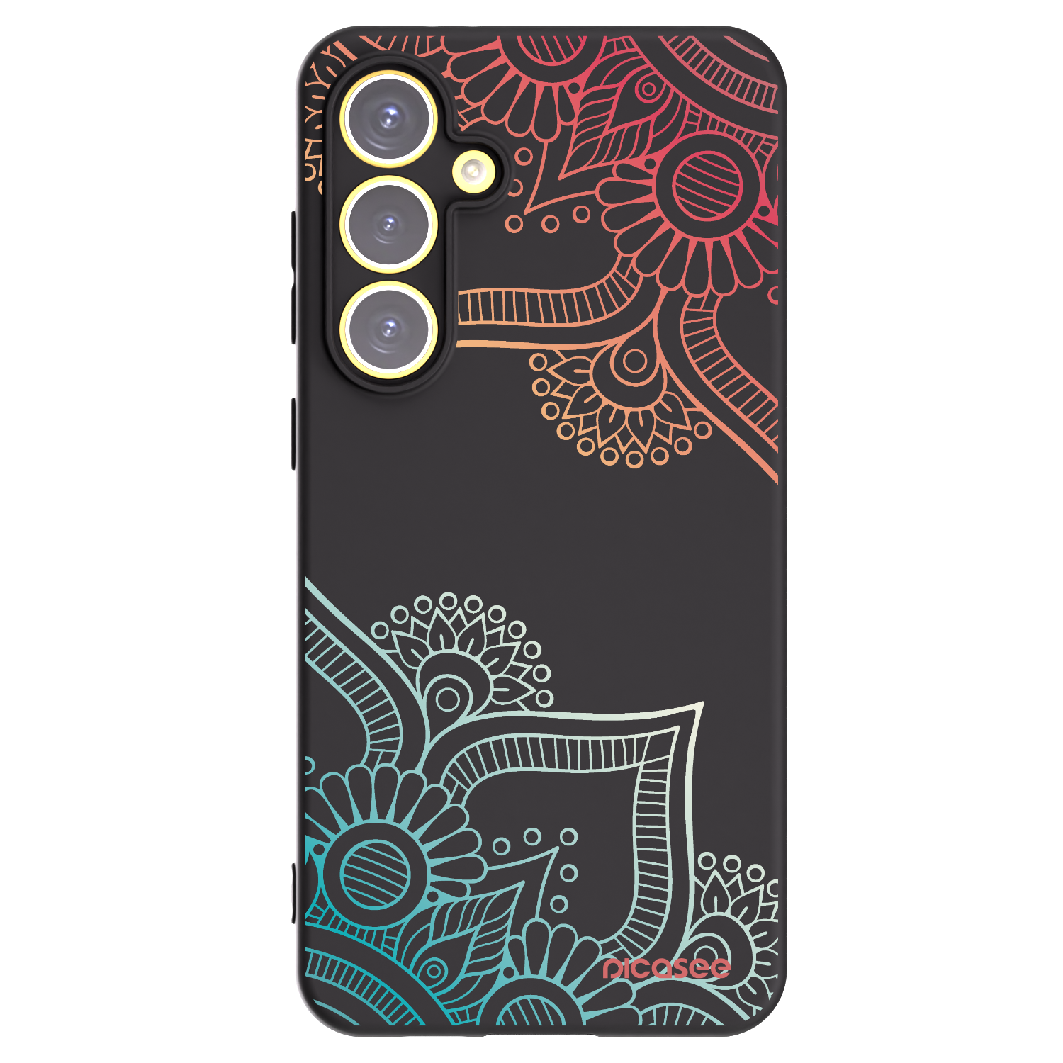 Picasee Samsung Galaxy S24 FE S721B Hülle - Schwarzes Silikon - Blumenmuster