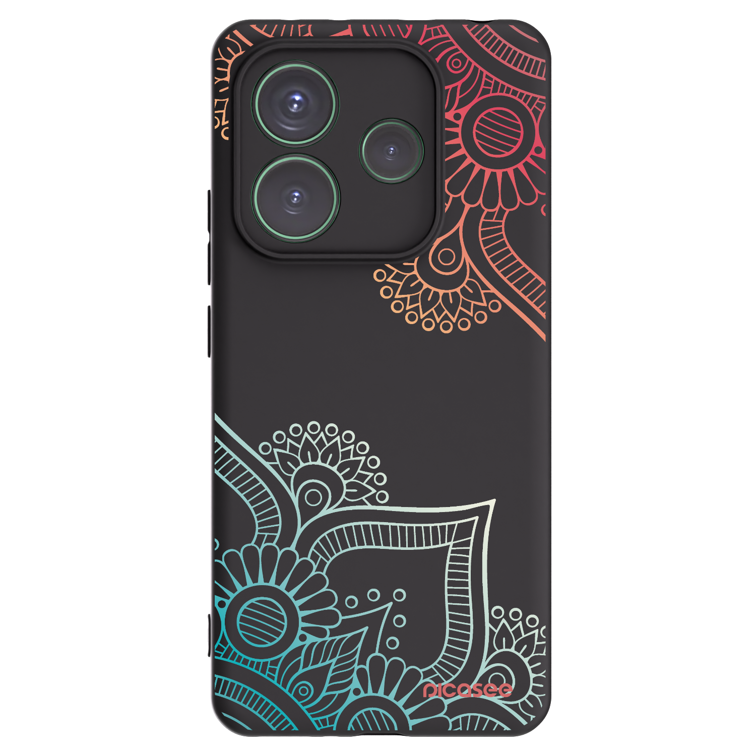 Picasee Xiaomi Redmi Note 14 5G Hülle - Schwarzes Silikon - Blumenmuster