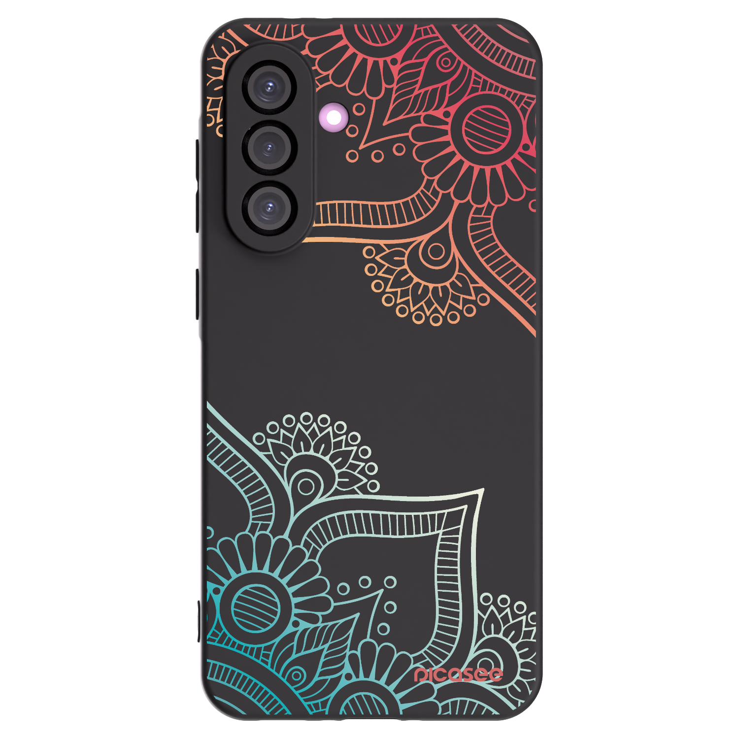 Picasee Samsung Galaxy A36 5G Hülle - Schwarzes Silikon - Blumenmuster