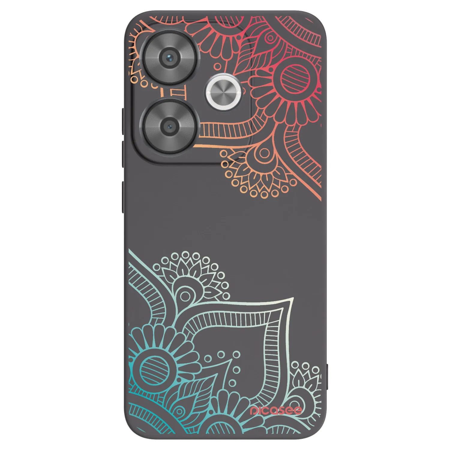 Picasee Xiaomi Poco F6 Hülle - Schwarzes Silikon - Blumenmuster