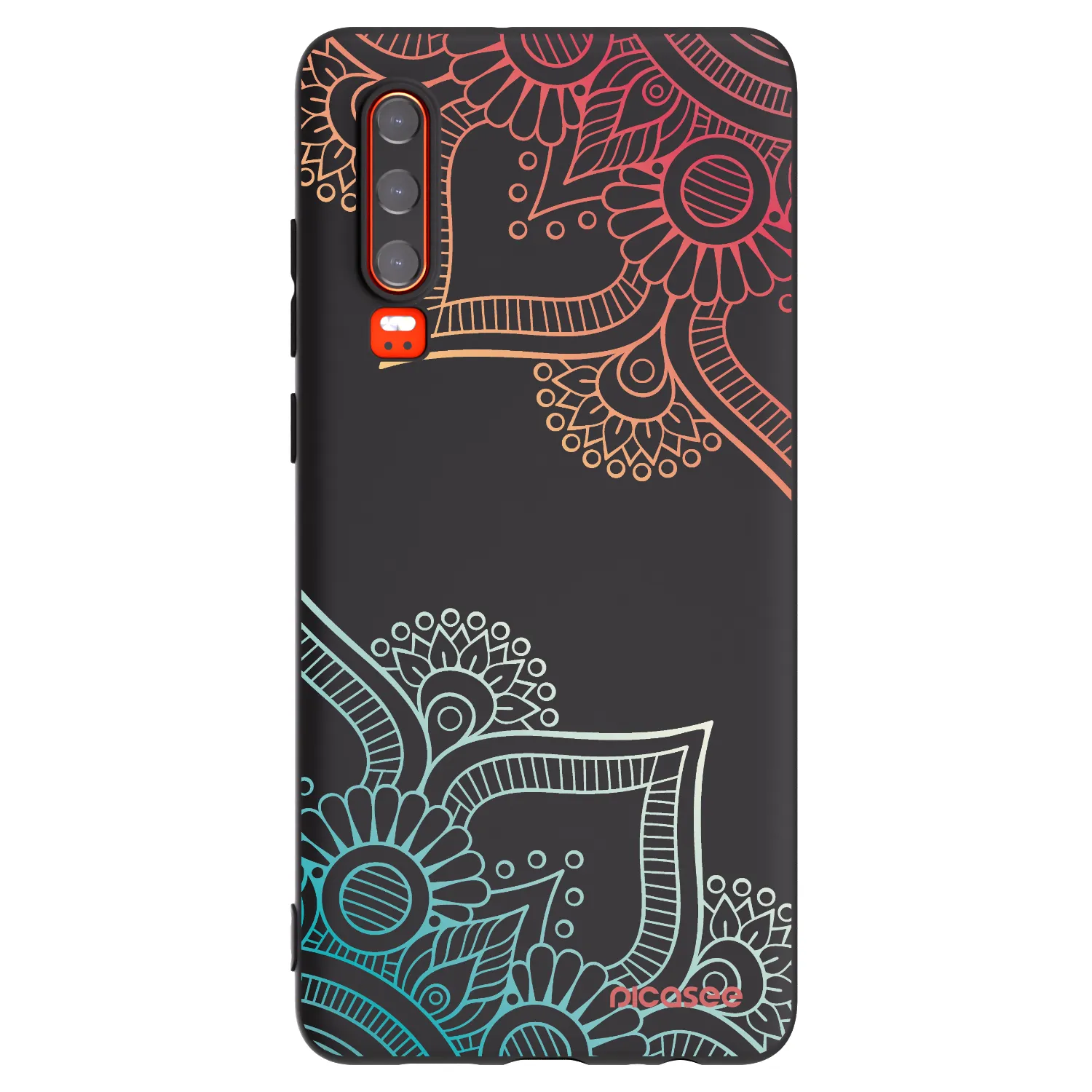 Picasee Huawei P30 Hülle - Schwarzes Silikon - Blumenmuster