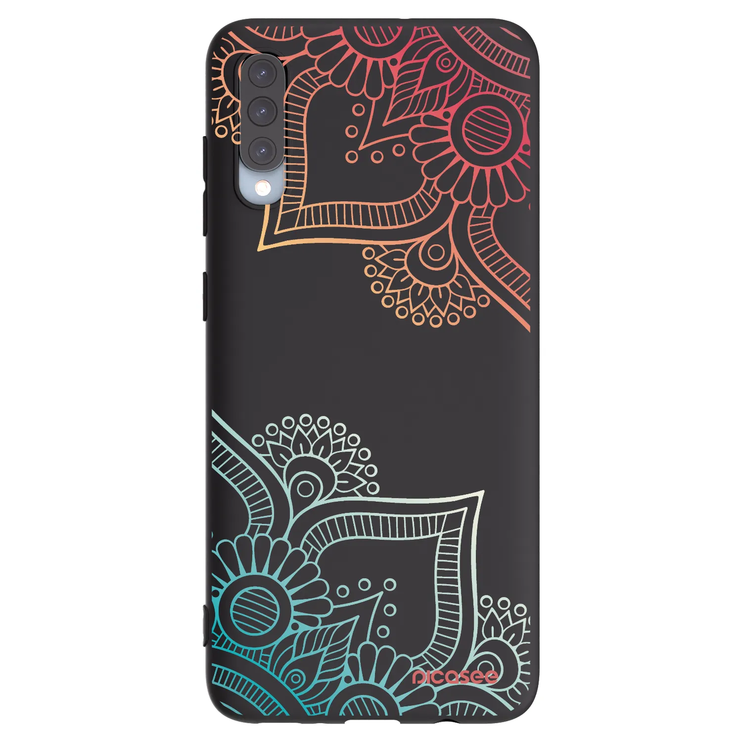 Picasee Samsung Galaxy A70 A705F Hülle - Schwarzes Silikon - Blumenmuster