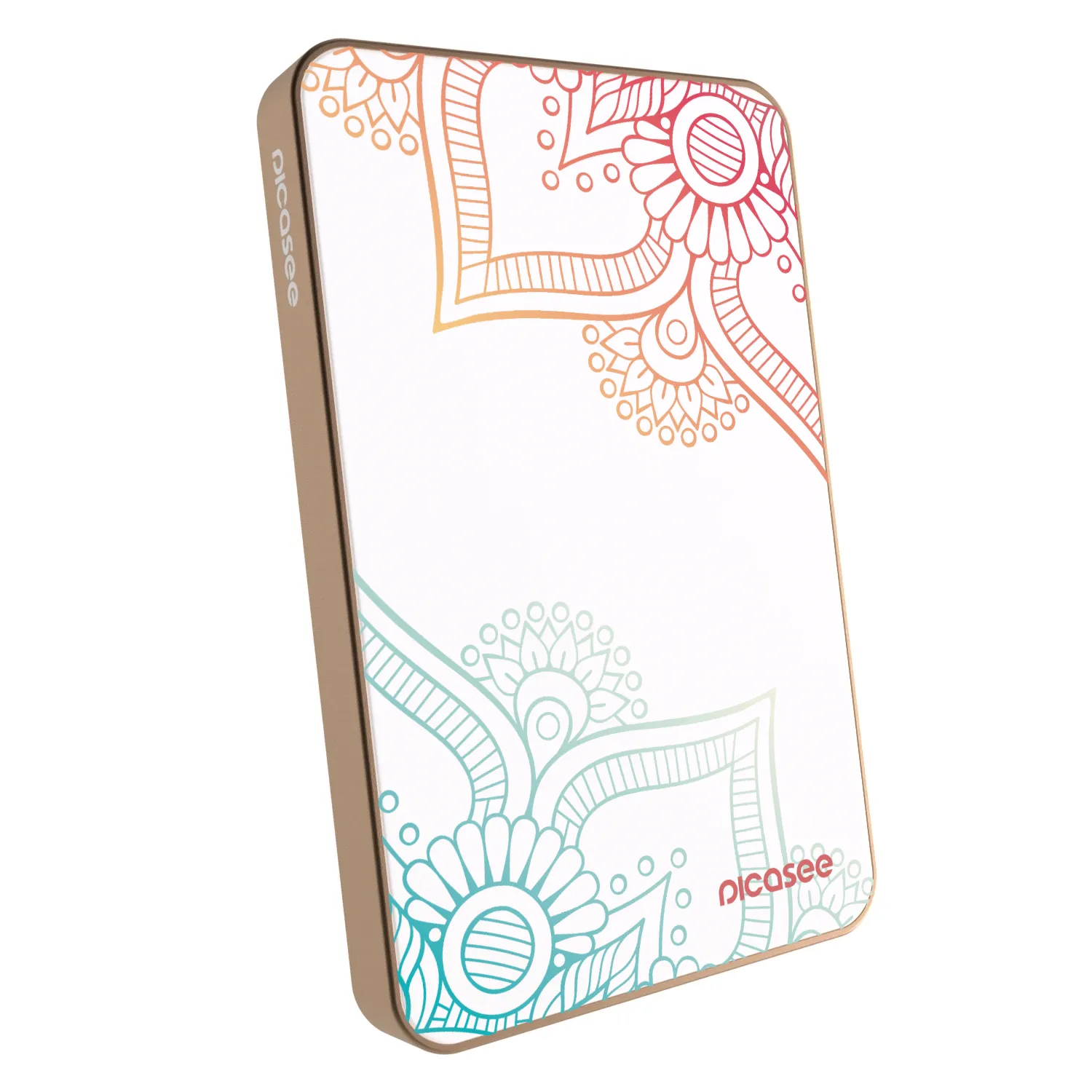 Picasee Powerbank mit MagSafe 5 000 mAh Golden - Blumenmuster