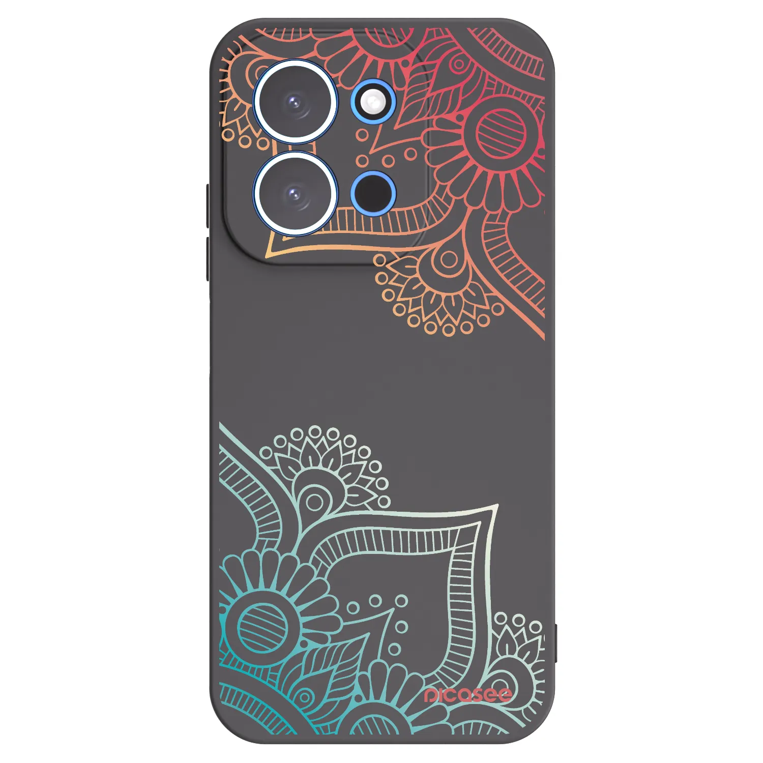 Picasee Xiaomi Redmi 15C 4G Hülle - Schwarzes Silikon - Blumenmuster