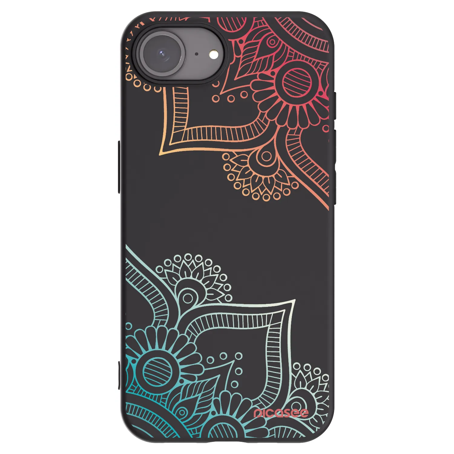 Picasee Apple iPhone 17e Hülle - Schwarzes Silikon - Blumenmuster