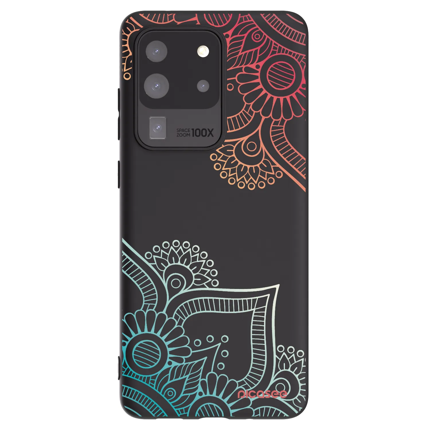 Picasee Samsung Galaxy S20 Ultra 5G G988F Hülle - Schwarzes Silikon - Blumenmuster