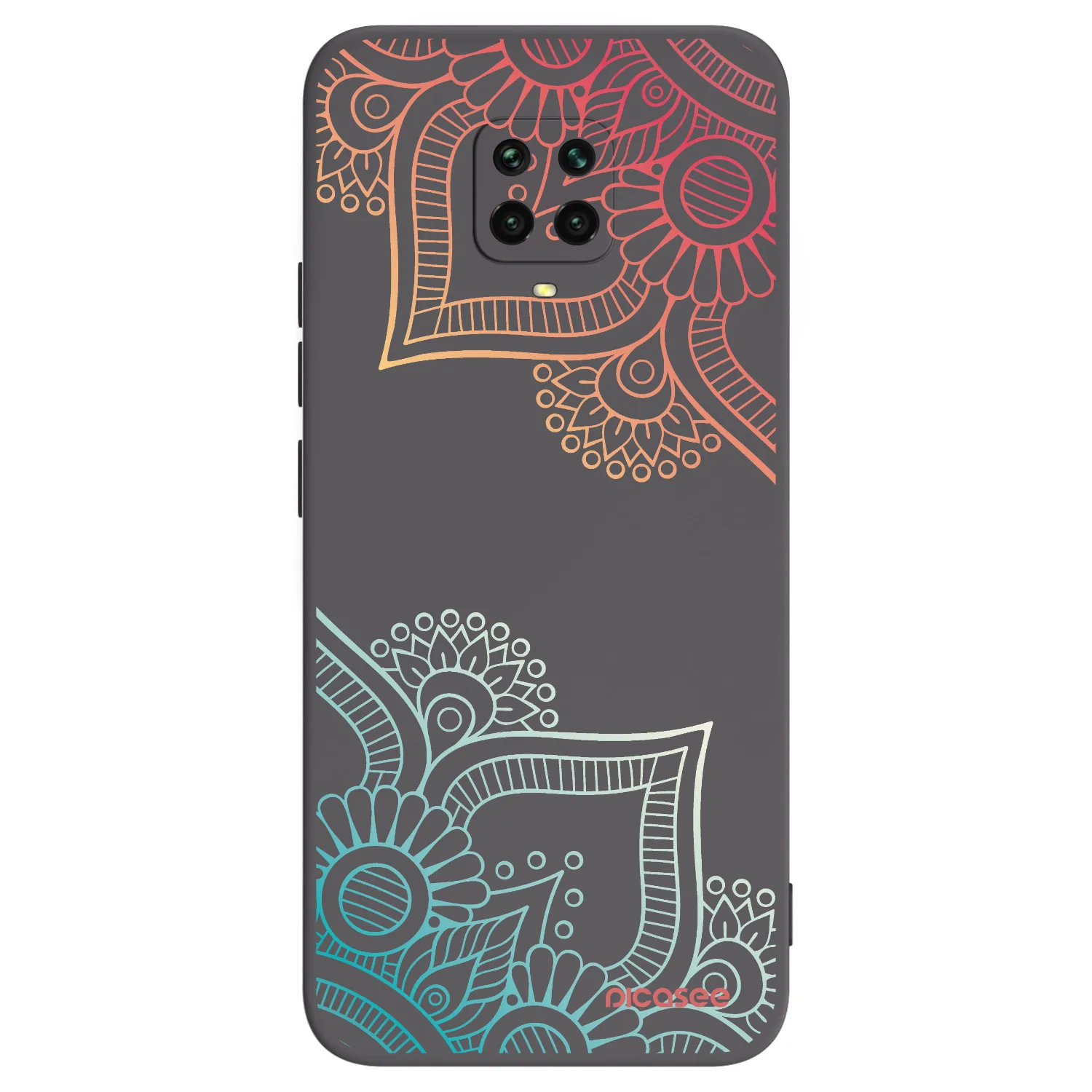Picasee Xiaomi Redmi Note 9S Hülle - Schwarzes Silikon - Blumenmuster