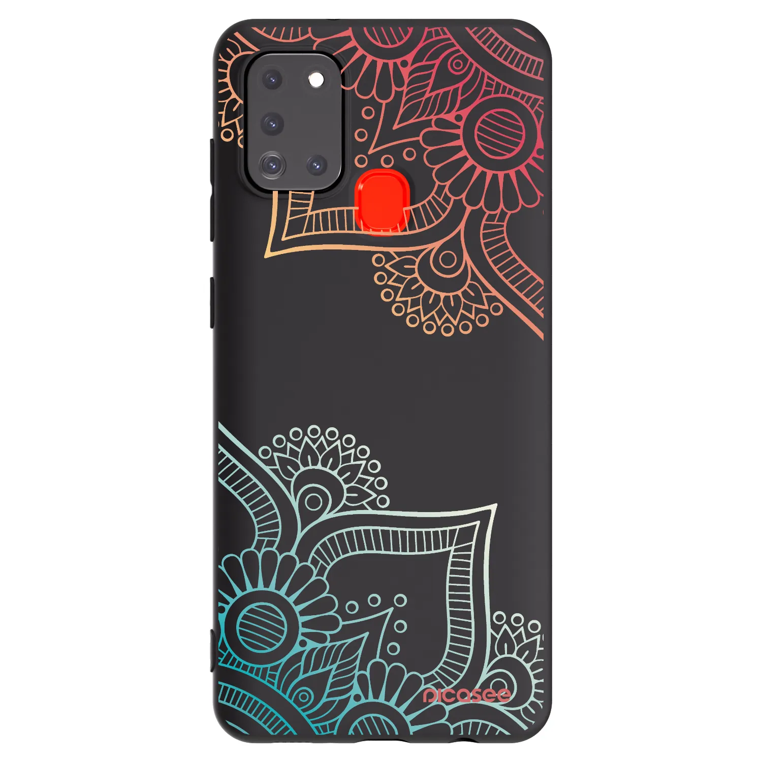 Picasee Samsung Galaxy A21s Hülle - Schwarzes Silikon - Blumenmuster