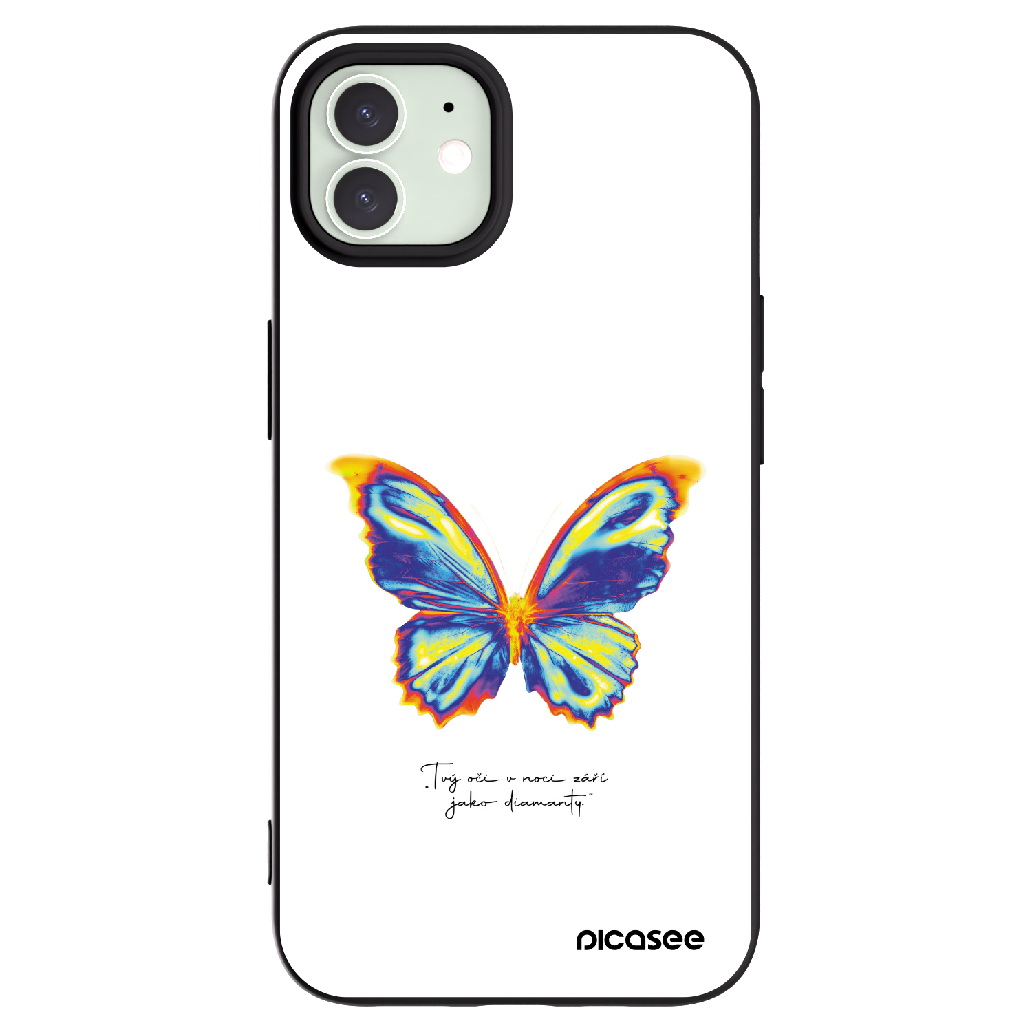 Picasee Apple iPhone 12 Hülle - Schwarzes Silikon - Diamanty White