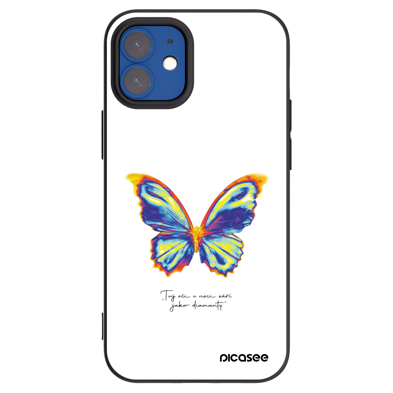 Picasee Apple iPhone 12 mini Hülle - Schwarzes Silikon - Diamanty White
