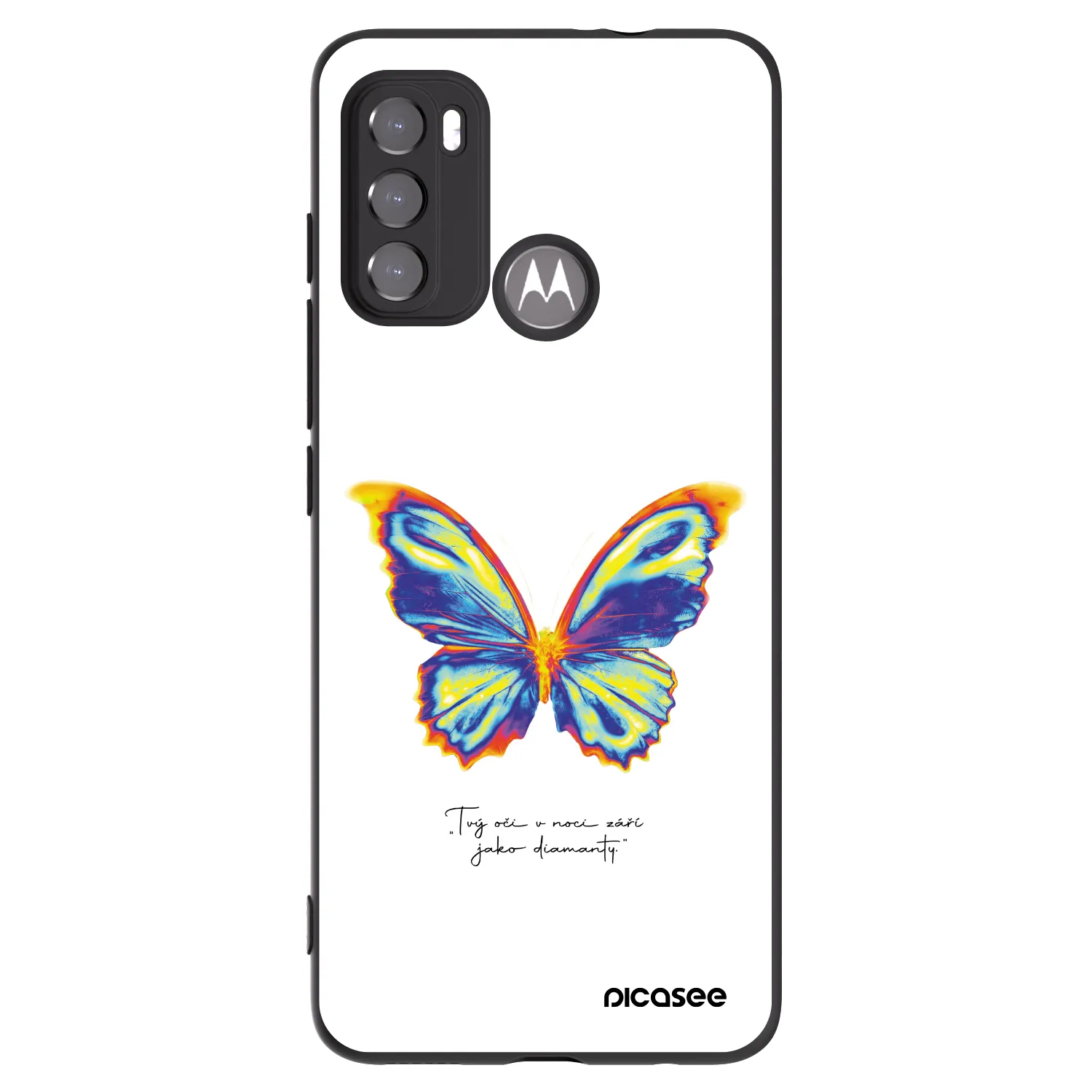 Picasee Motorola Moto G60 Hülle - Schwarzes Silikon - Diamanty White