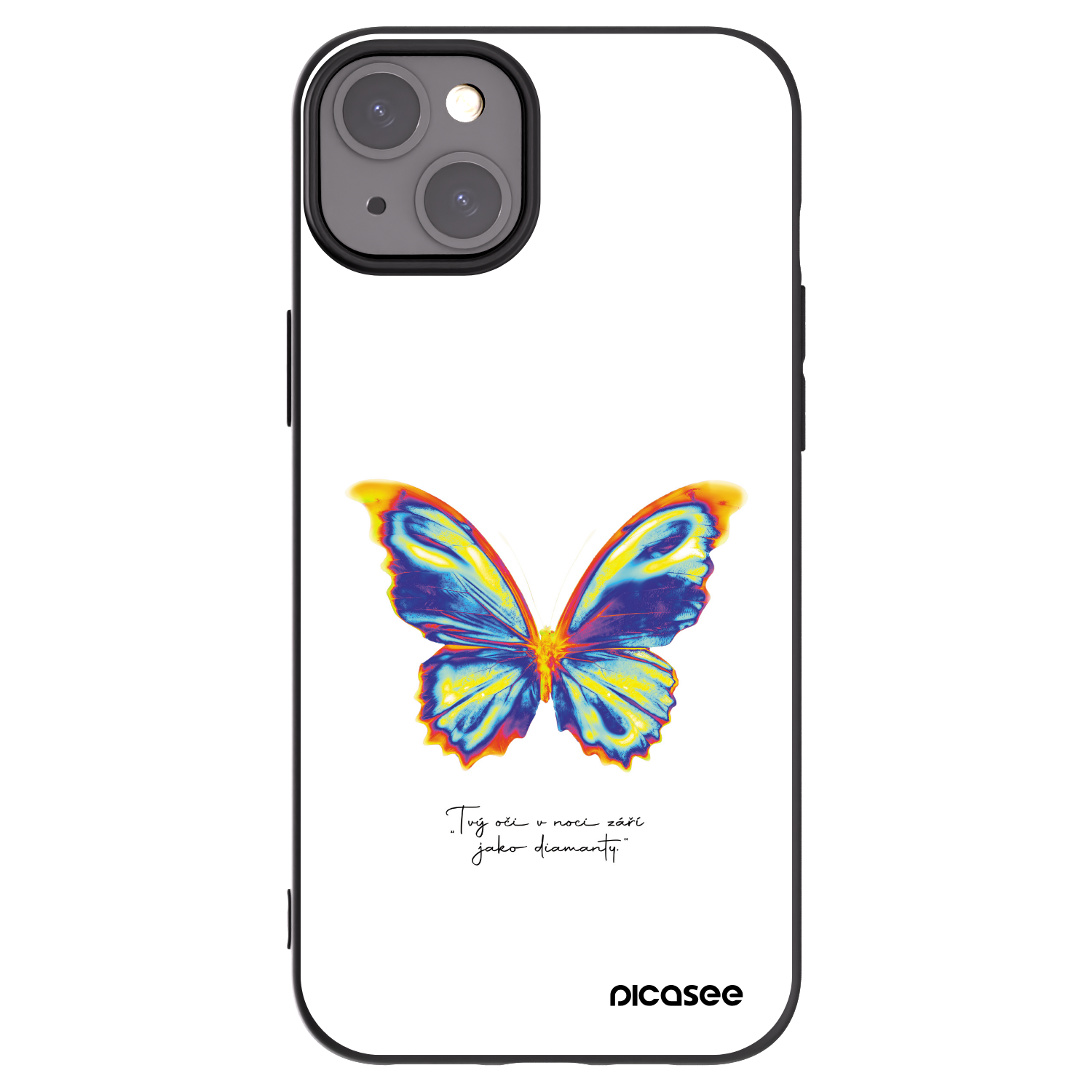 Picasee Apple iPhone 15 Plus Hülle - Schwarzes Silikon - Diamanty White