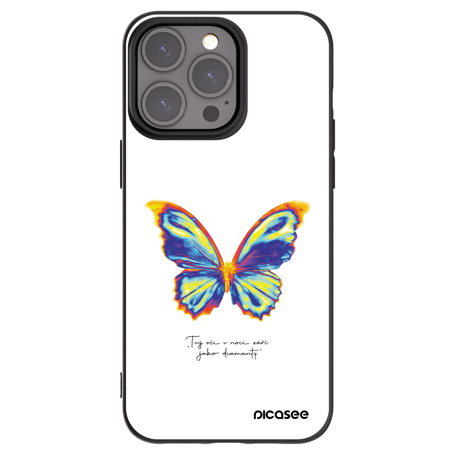 Picasee Apple iPhone 15 Pro Max Hülle - Schwarzes Silikon - Diamanty White