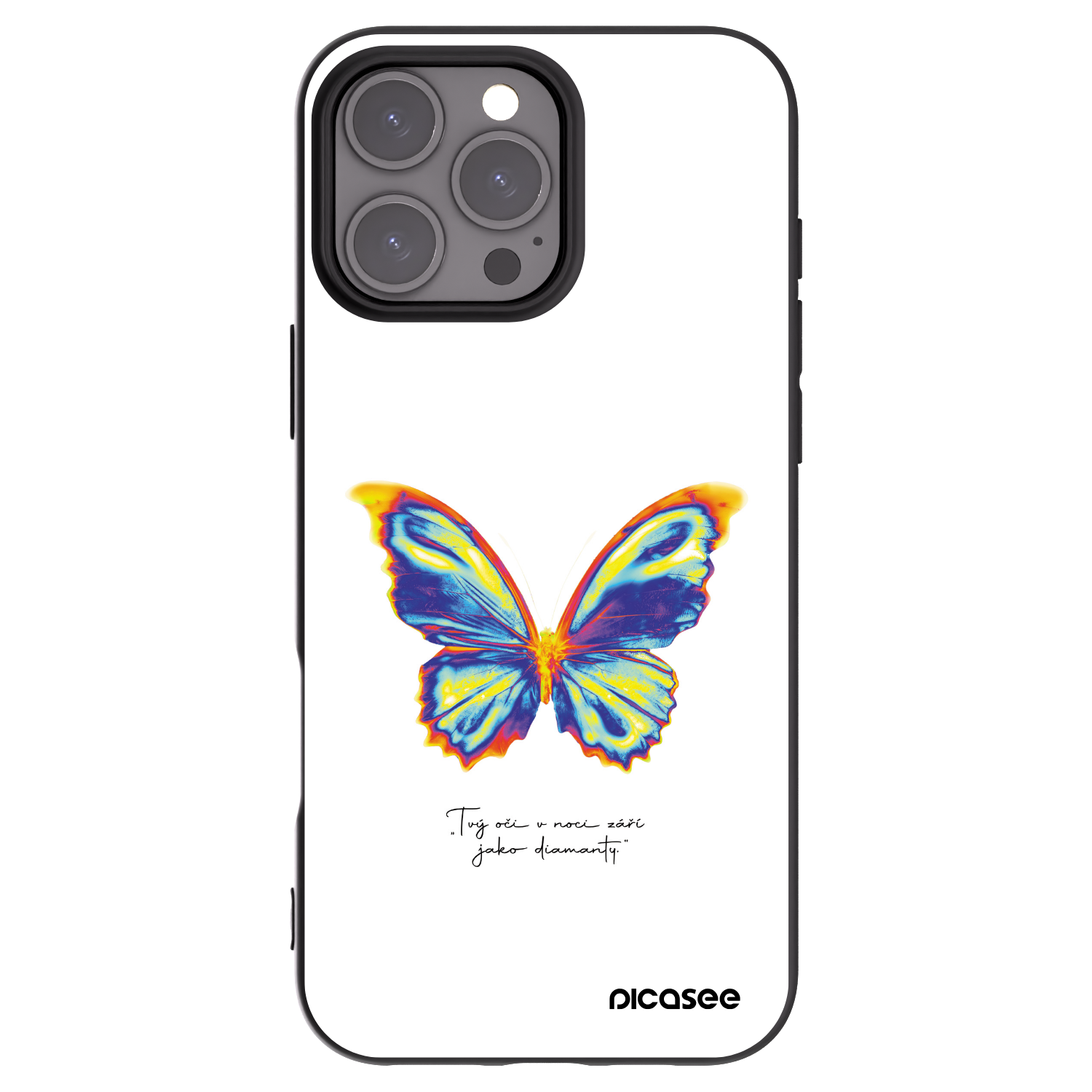 Picasee Apple iPhone 16 Pro Max Hülle - Schwarzes Silikon - Diamanty White