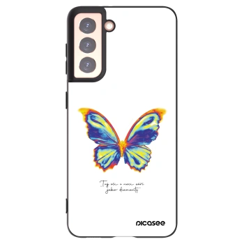 Picasee Samsung Galaxy S21 5G G991B Hülle - Schwarzes Silikon - Diamanty White
