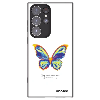 Picasee Samsung Galaxy S23 Ultra 5G Hülle - Schwarzes Silikon - Diamanty White