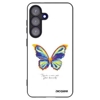 Picasee Samsung Galaxy S25 5G Hülle - Schwarzes Silikon - Diamanty White