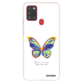 Picasee Samsung Galaxy A21s Hülle - Transparentes Silikon - Diamanty White