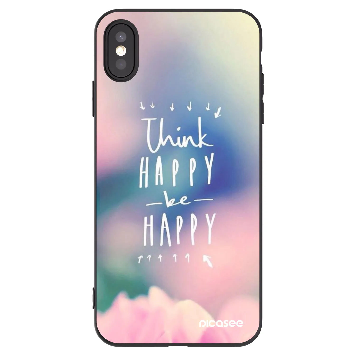 Picasee Apple iPhone XS Max Hülle - Schwarzes Silikon - Denke positiv!