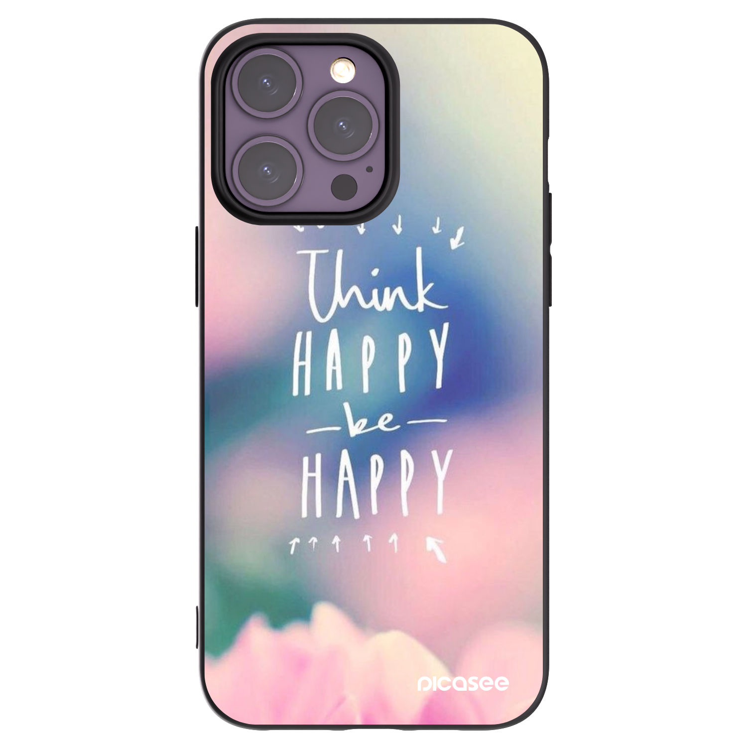 Picasee Apple iPhone 14 Pro Max Hülle - Schwarzes Silikon - Denke positiv!