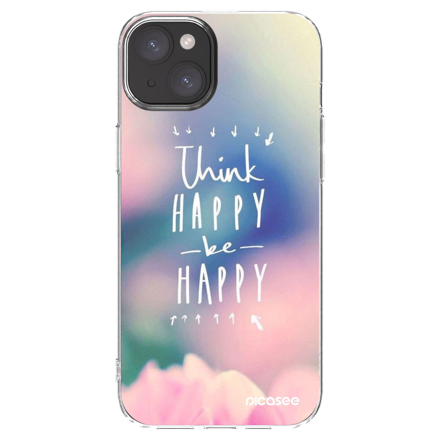 Picasee Apple iPhone 15 Plus Hülle - Transparentes Silikon - Denke positiv!